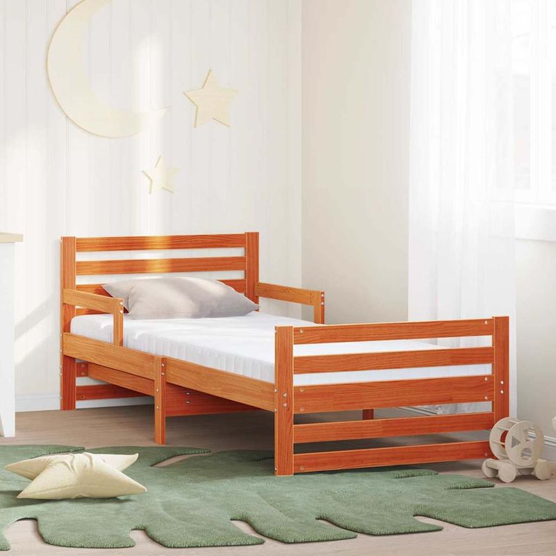 Casa si Gradina - Mobilier - Paturi si accesorii - Paturi - Cadru de pat cu saltea cu headboard Maro ceruit 80 x 200 cm - Infinity.ro