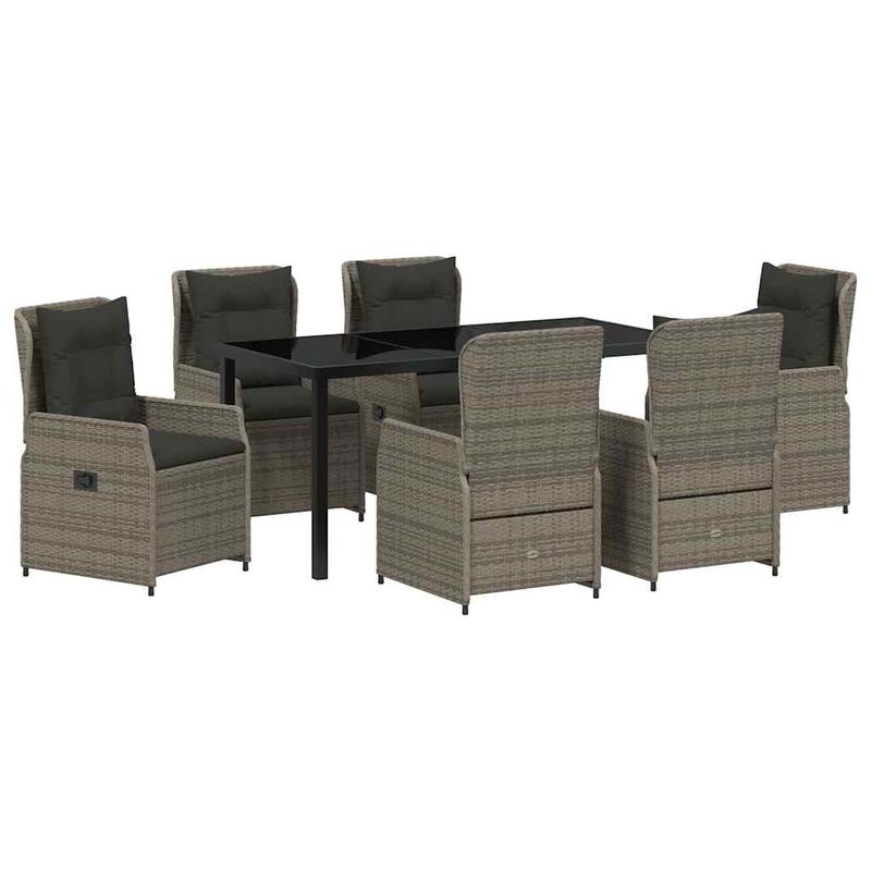 Casa si Gradina - Gradina si terasa - Mobilier exterior - Scaune si sezlonguri gradina - Set de masa pentru gradina 7 pcs Gri poliratan - Infinity.ro