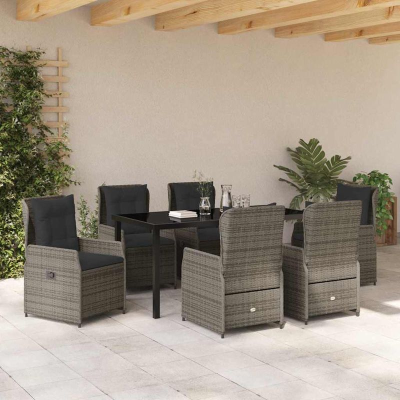 Casa si Gradina - Gradina si terasa - Mobilier exterior - Scaune si sezlonguri gradina - Set de masa pentru gradina 7 pcs Gri poliratan - Infinity.ro