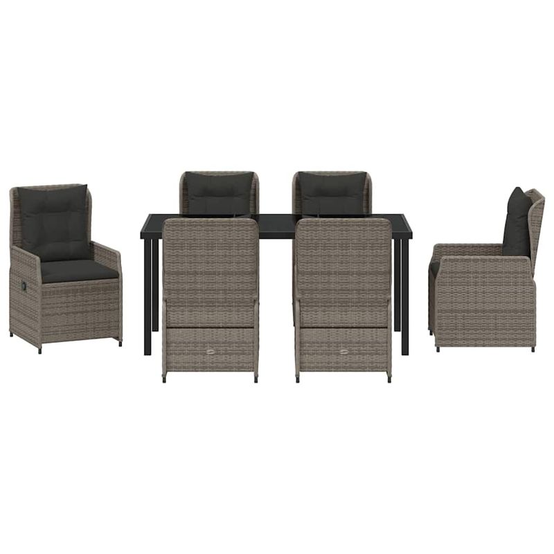 Casa si Gradina - Gradina si terasa - Mobilier exterior - Scaune si sezlonguri gradina - Set de masa pentru gradina 7 pcs Gri poliratan - Infinity.ro
