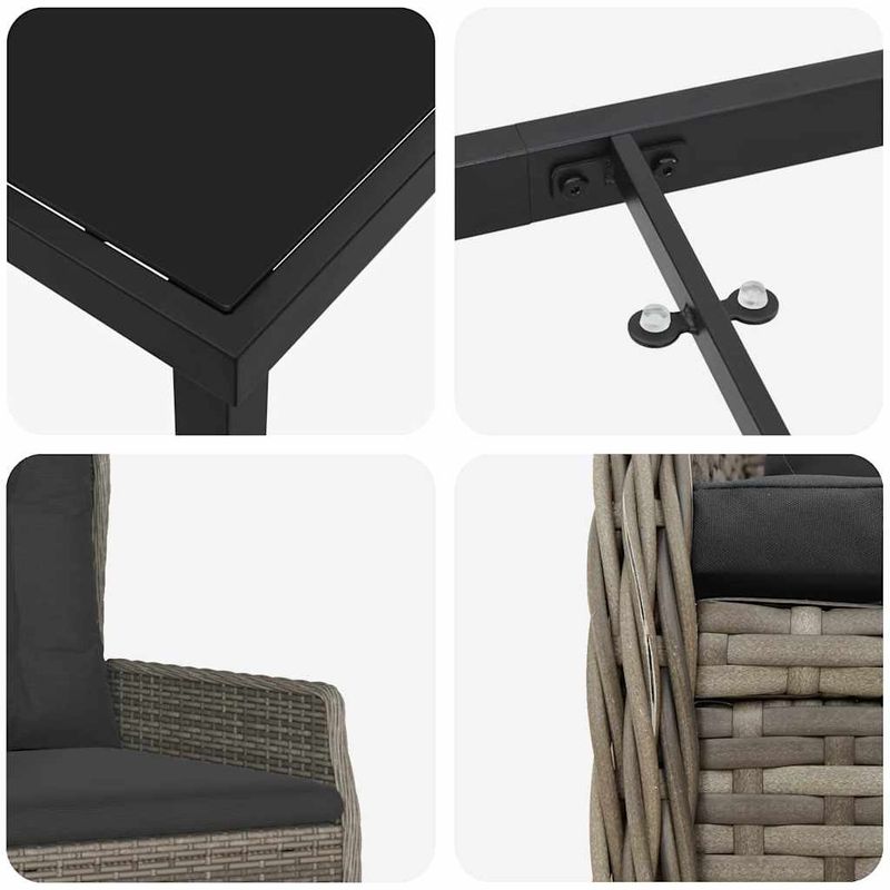 Casa si Gradina - Gradina si terasa - Mobilier exterior - Scaune si sezlonguri gradina - Set de masa pentru gradina 7 pcs Gri poliratan - Infinity.ro