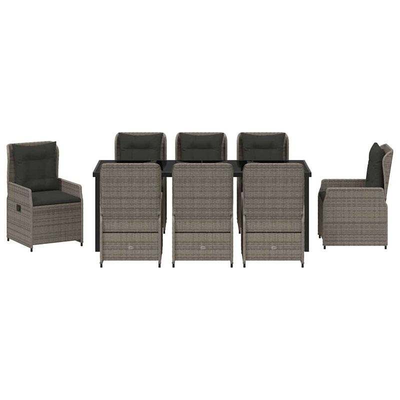 Casa si Gradina - Gradina si terasa - Mobilier exterior - Scaune si sezlonguri gradina - Set de masa pentru gradina 9 pcs Gri poliratan - Infinity.ro