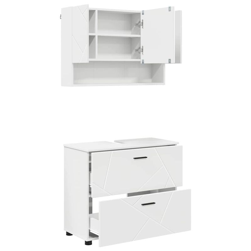 Casa si Gradina - Mobilier - Seturi de mobilier - Seturi baie - Set de mobilier pentru baie cu raft 2 pcs Alb 76.5 x 35 x 64 cm - Infinity.ro