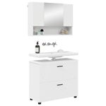 Casa si Gradina - Mobilier - Seturi de mobilier - Seturi baie - Set de mobilier pentru baie cu raft 2 pcs Alb 76.5 x 35 x 64 cm - Infinity.ro