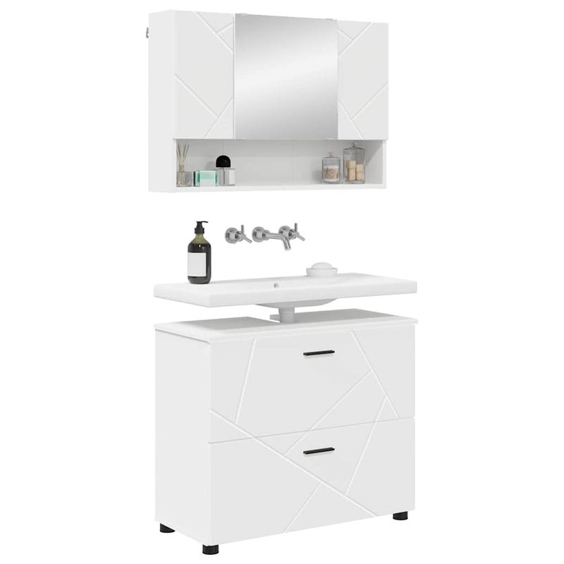 Casa si Gradina - Mobilier - Seturi de mobilier - Seturi baie - Set de mobilier pentru baie cu raft 2 pcs Alb 76.5 x 35 x 64 cm - Infinity.ro