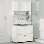 Casa si Gradina - Mobilier - Seturi de mobilier - Seturi baie - Set de mobilier pentru baie cu raft 2 pcs Alb 76.5 x 35 x 64 cm - Infinity.ro