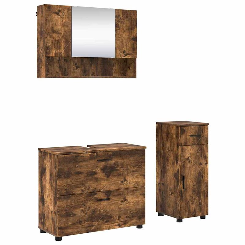 Casa si Gradina - Mobilier - Seturi de mobilier - Seturi baie - Set de mobilier pentru baie cu sertar 3 pcs Stejar afumat - Infinity.ro