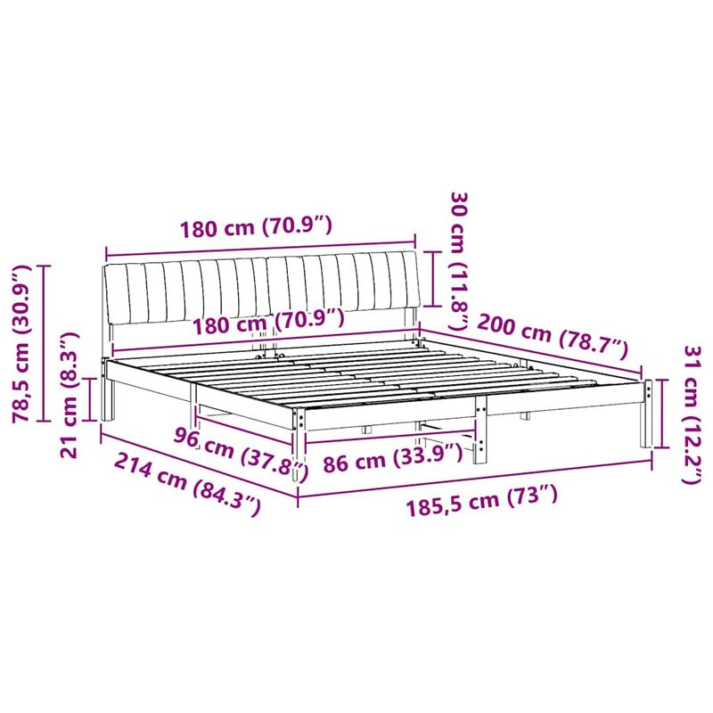 Casa si Gradina - Mobilier - Paturi si accesorii - Paturi - Cadru de pat maro si gri inchis 180 x 200 cm Lemn masiv de pin - Infinity.ro
