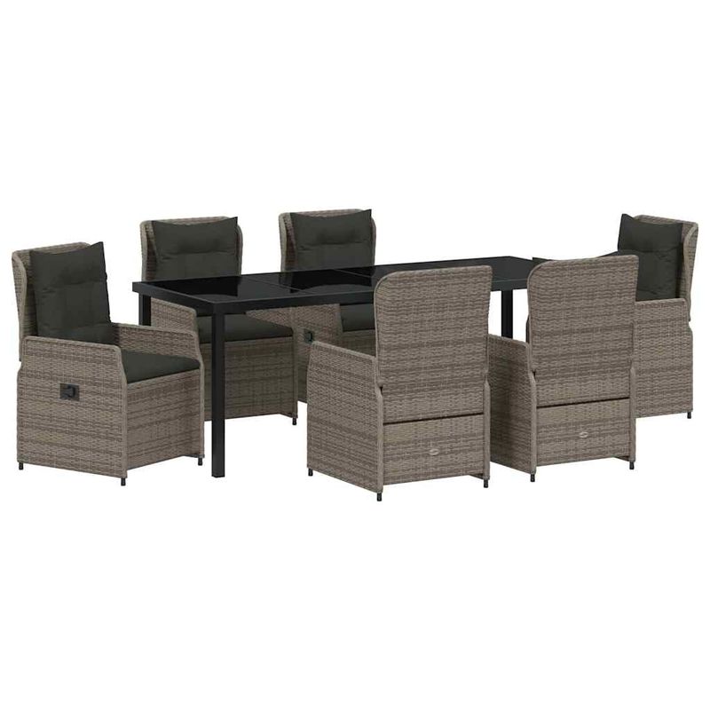 Casa si Gradina - Gradina si terasa - Mobilier exterior - Scaune si sezlonguri gradina - Set de masa pentru gradina 7 pcs Gri poliratan - Infinity.ro