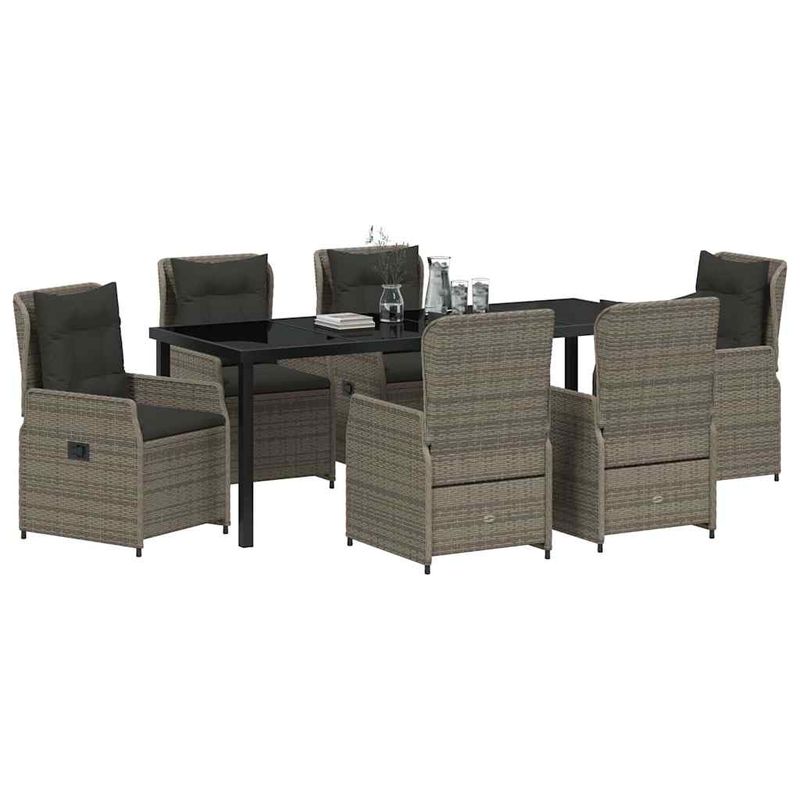 Casa si Gradina - Gradina si terasa - Mobilier exterior - Scaune si sezlonguri gradina - Set de masa pentru gradina 7 pcs Gri poliratan - Infinity.ro