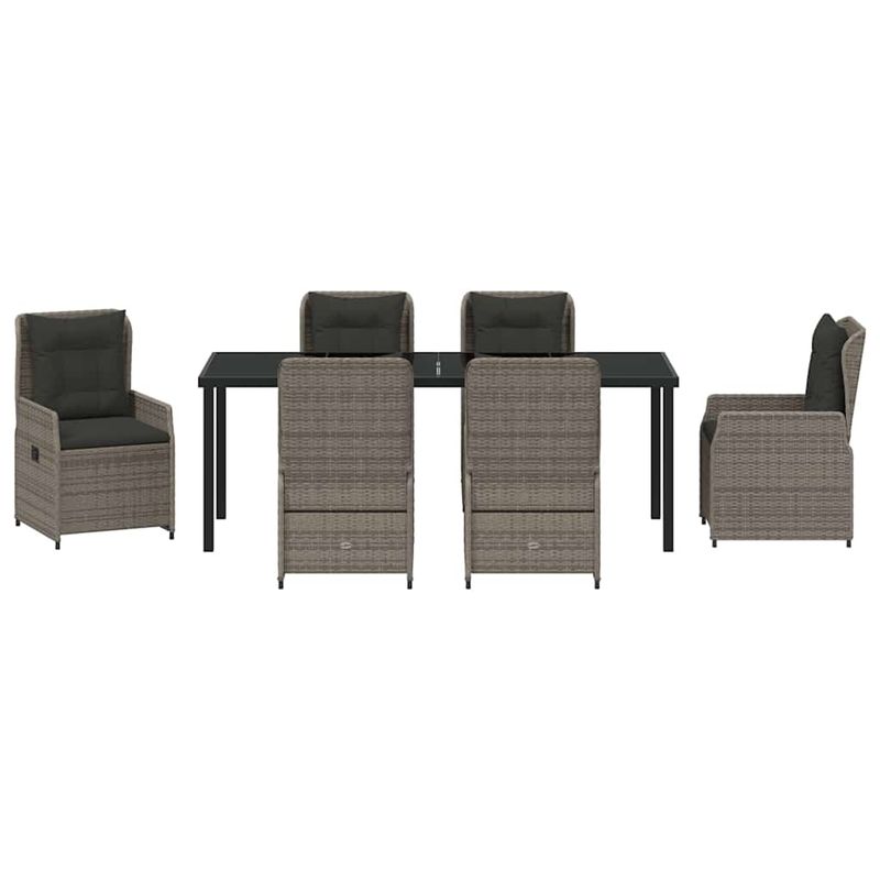 Casa si Gradina - Gradina si terasa - Mobilier exterior - Scaune si sezlonguri gradina - Set de masa pentru gradina 7 pcs Gri poliratan - Infinity.ro