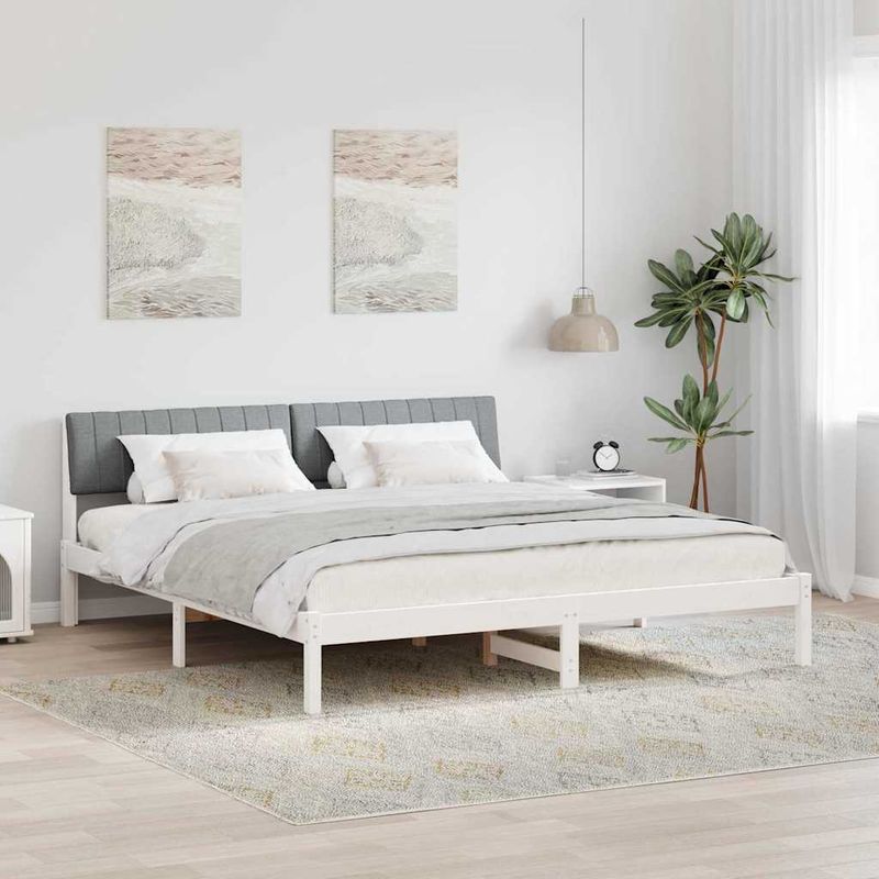 Casa si Gradina - Mobilier - Paturi si accesorii - Paturi - Cadru de pat Alb si gri deschis 180 x 200 cm Lemn masiv de pin - Infinity.ro