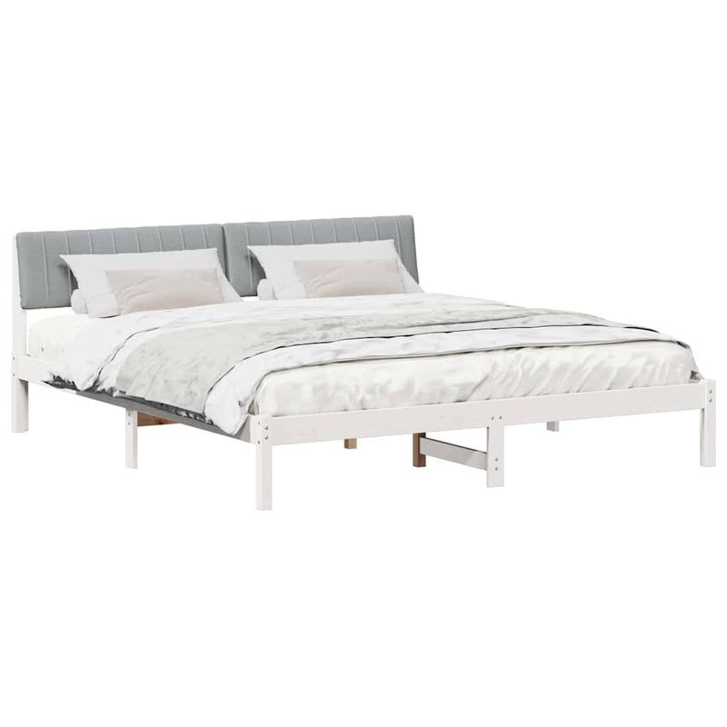 Casa si Gradina - Mobilier - Paturi si accesorii - Paturi - Cadru de pat Alb si gri deschis 180 x 200 cm Lemn masiv de pin - Infinity.ro