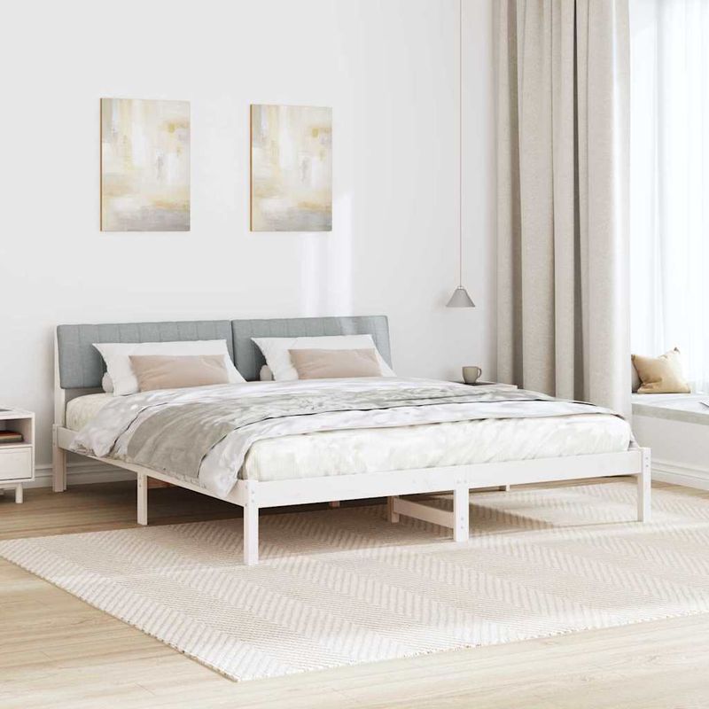 Casa si Gradina - Mobilier - Paturi si accesorii - Paturi - Cadru de pat Alb si gri deschis 180 x 200 cm Lemn masiv de pin - Infinity.ro