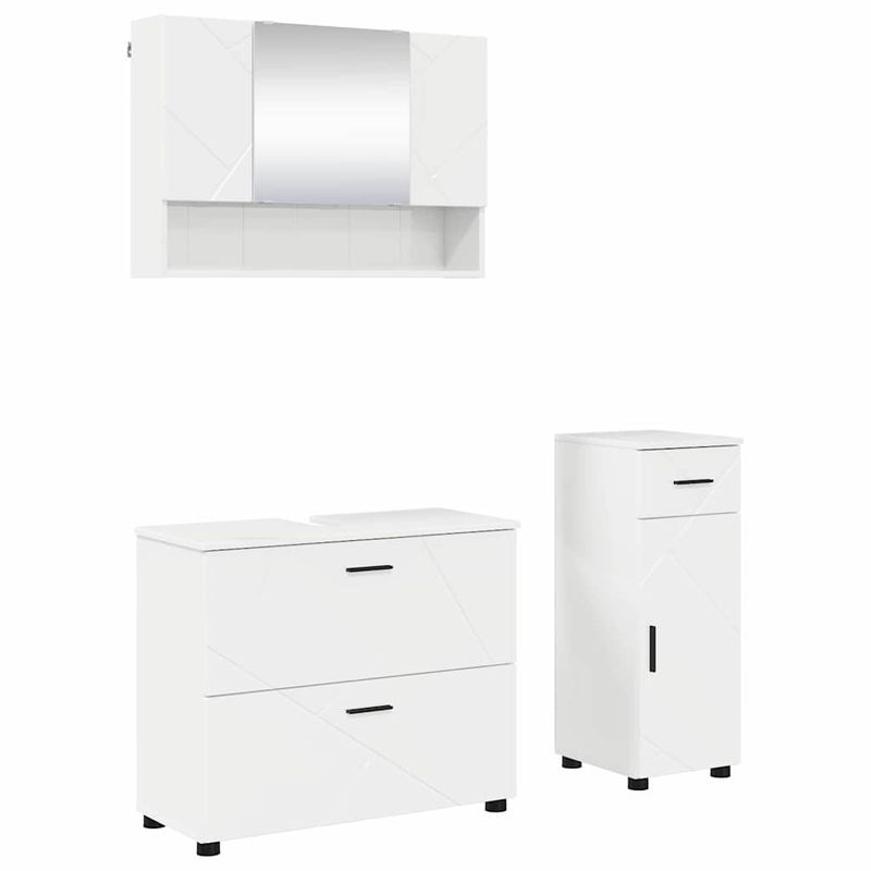 Casa si Gradina - Mobilier - Seturi de mobilier - Seturi baie - Set de mobilier pentru baie cu sertar 3 pcs Alb foarte lucios - Infinity.ro