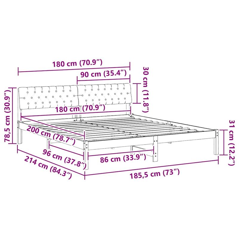 Casa si Gradina - Mobilier - Paturi si accesorii - Paturi - Cadru de pat Maro si negru 180 x 200 cm Lemn masiv de pin - Infinity.ro