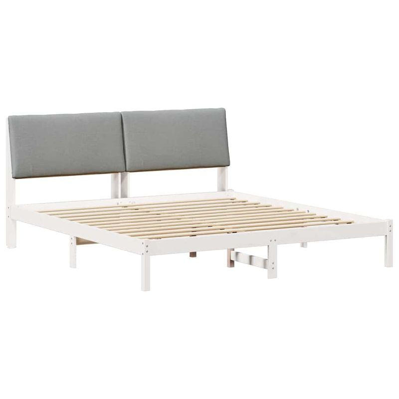 Casa si Gradina - Mobilier - Paturi si accesorii - Paturi - Cadru de pat Alb si gri deschis 200 x 200 cm Lemn masiv de pin - Infinity.ro