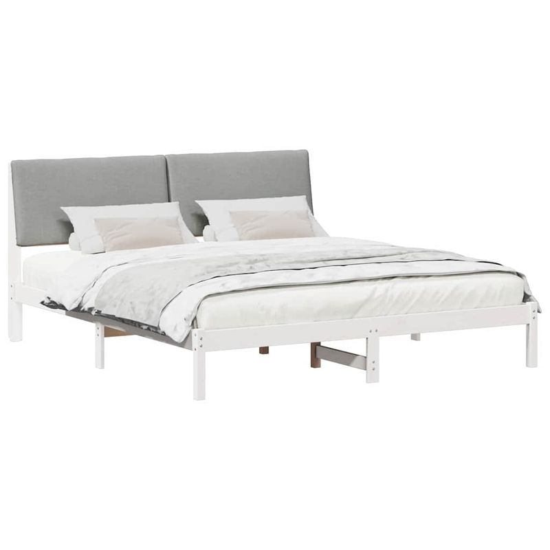 Casa si Gradina - Mobilier - Paturi si accesorii - Paturi - Cadru de pat Alb si gri deschis 200 x 200 cm Lemn masiv de pin - Infinity.ro