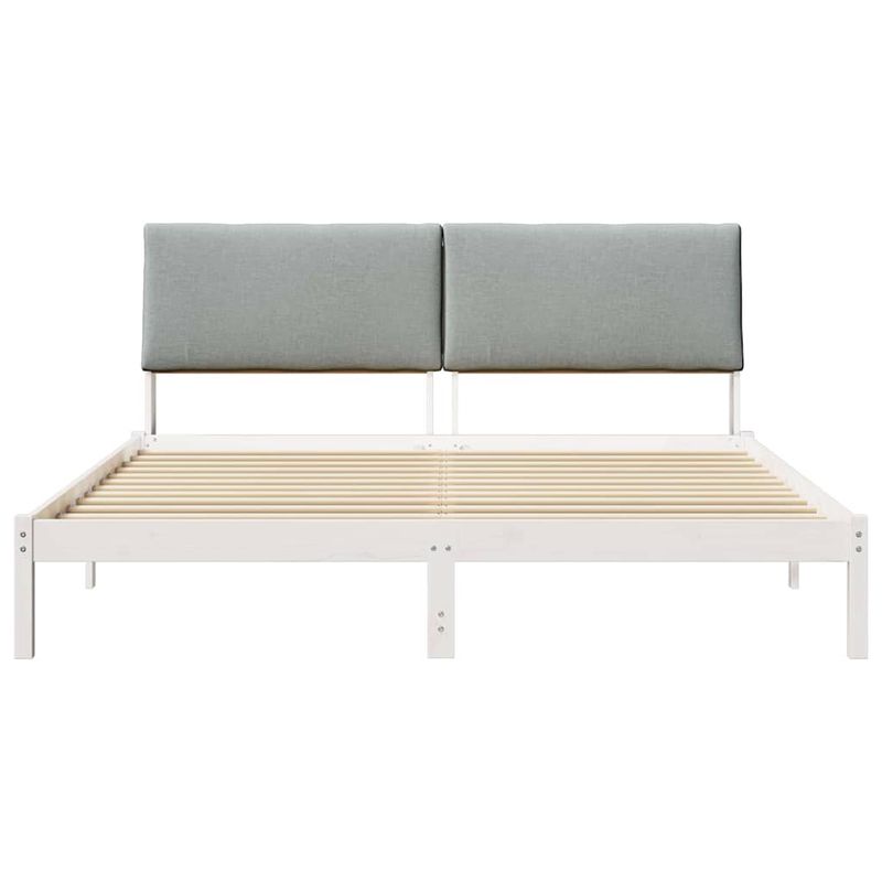 Casa si Gradina - Mobilier - Paturi si accesorii - Paturi - Cadru de pat Alb si gri deschis 200 x 200 cm Lemn masiv de pin - Infinity.ro