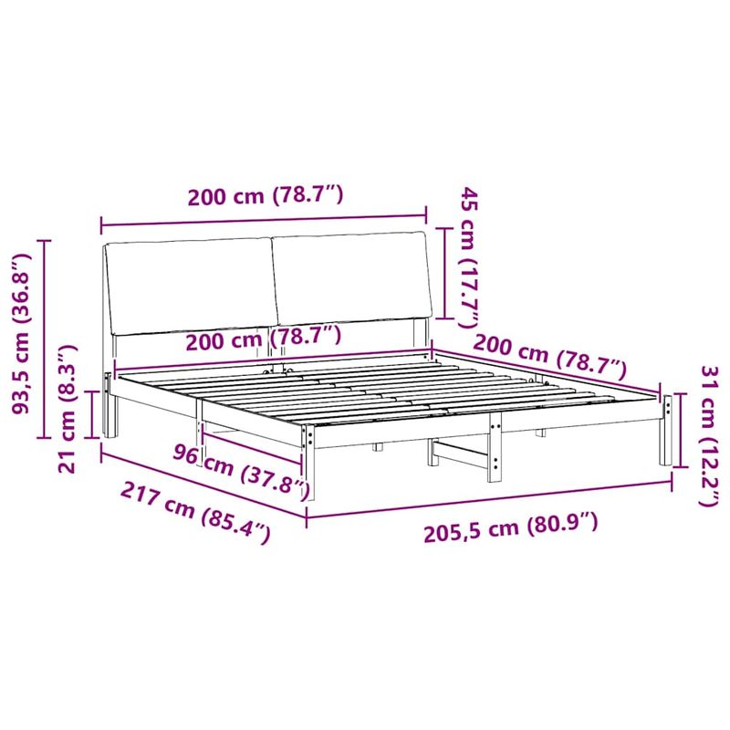 Casa si Gradina - Mobilier - Paturi si accesorii - Paturi - Cadru de pat Alb si gri deschis 200 x 200 cm Lemn masiv de pin - Infinity.ro