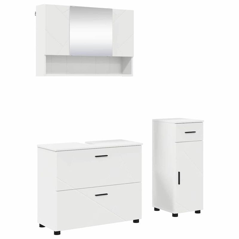 Casa si Gradina - Mobilier - Seturi de mobilier - Seturi baie - Set de mobilier pentru baie cu raft 3 pcs Alb 76.5 x 35 x 64 cm - Infinity.ro