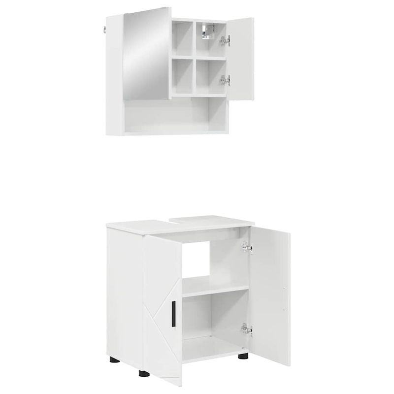 Casa si Gradina - Mobilier - Mobilier baie - Corpuri baie - Set de mobilier pentru baie Pe perete 2 pcs Alb foarte lucios - Infinity.ro