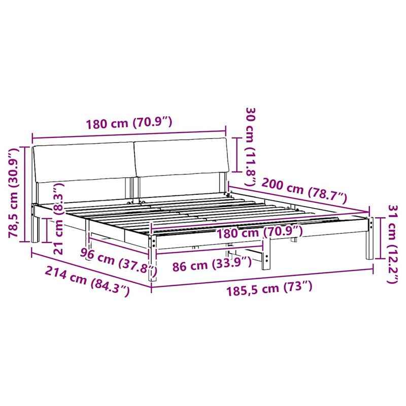 Casa si Gradina - Mobilier - Paturi si accesorii - Paturi - Cadru de pat Maro si negru 180 x 200 cm Lemn masiv de pin - Infinity.ro