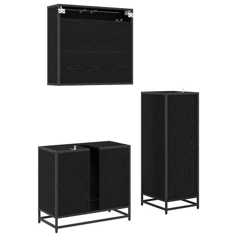 Casa si Gradina - Mobilier - Seturi de mobilier - Seturi baie - Set de mobilier pentru baie 3 pcs Stejar negru 65 x 33 x 60 cm - Infinity.ro
