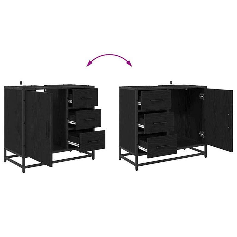 Casa si Gradina - Mobilier - Seturi de mobilier - Seturi baie - Set de mobilier pentru baie 3 pcs Stejar negru 65 x 33 x 60 cm - Infinity.ro