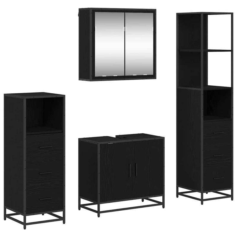 Casa si Gradina - Mobilier - Seturi de mobilier - Seturi baie - Set de mobilier pentru baie 4 pcs Stejar negru 65 x 33 x 60 cm - Infinity.ro