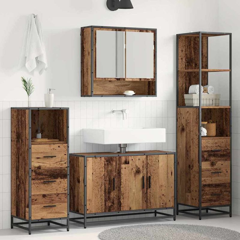 Casa si Gradina - Mobilier - Seturi de mobilier - Seturi baie - Set de mobilier pentru baie 4 pcs Lemn vechi 90 x 33 x 60 cm - Infinity.ro