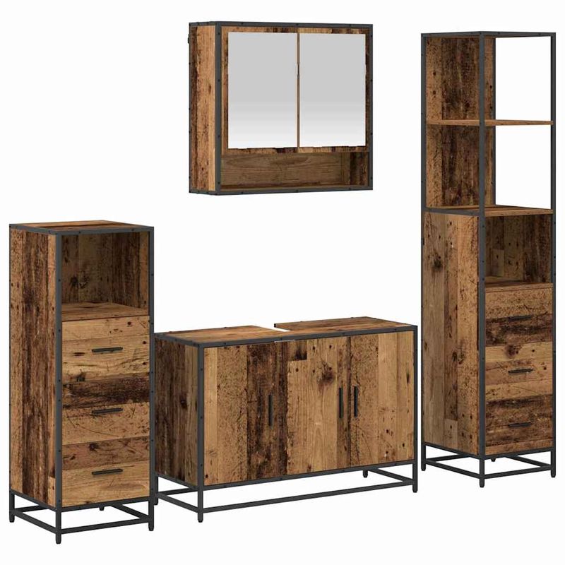 Casa si Gradina - Mobilier - Seturi de mobilier - Seturi baie - Set de mobilier pentru baie 4 pcs Lemn vechi 90 x 33 x 60 cm - Infinity.ro