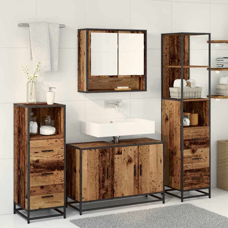 Casa si Gradina - Mobilier - Seturi de mobilier - Seturi baie - Set de mobilier pentru baie 4 pcs Lemn vechi 90 x 33 x 60 cm - Infinity.ro