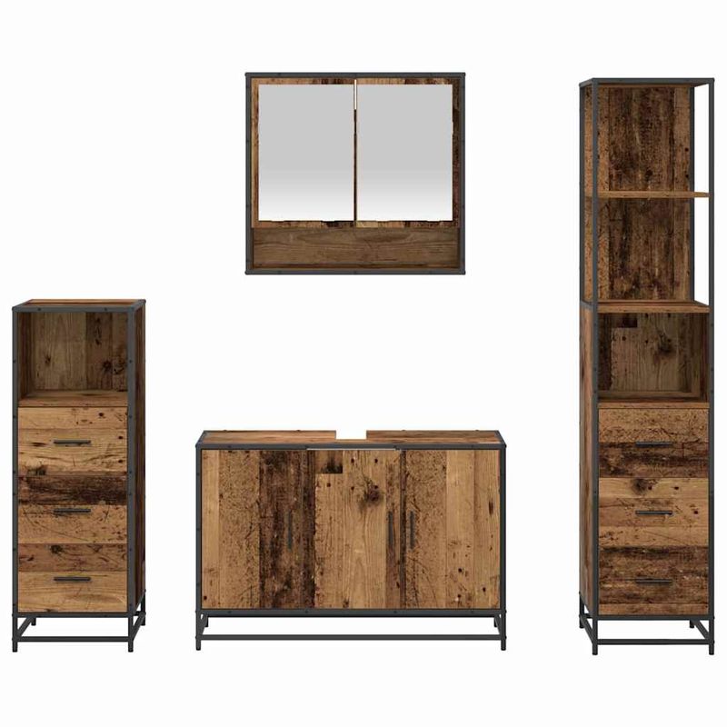 Casa si Gradina - Mobilier - Seturi de mobilier - Seturi baie - Set de mobilier pentru baie 4 pcs Lemn vechi 90 x 33 x 60 cm - Infinity.ro