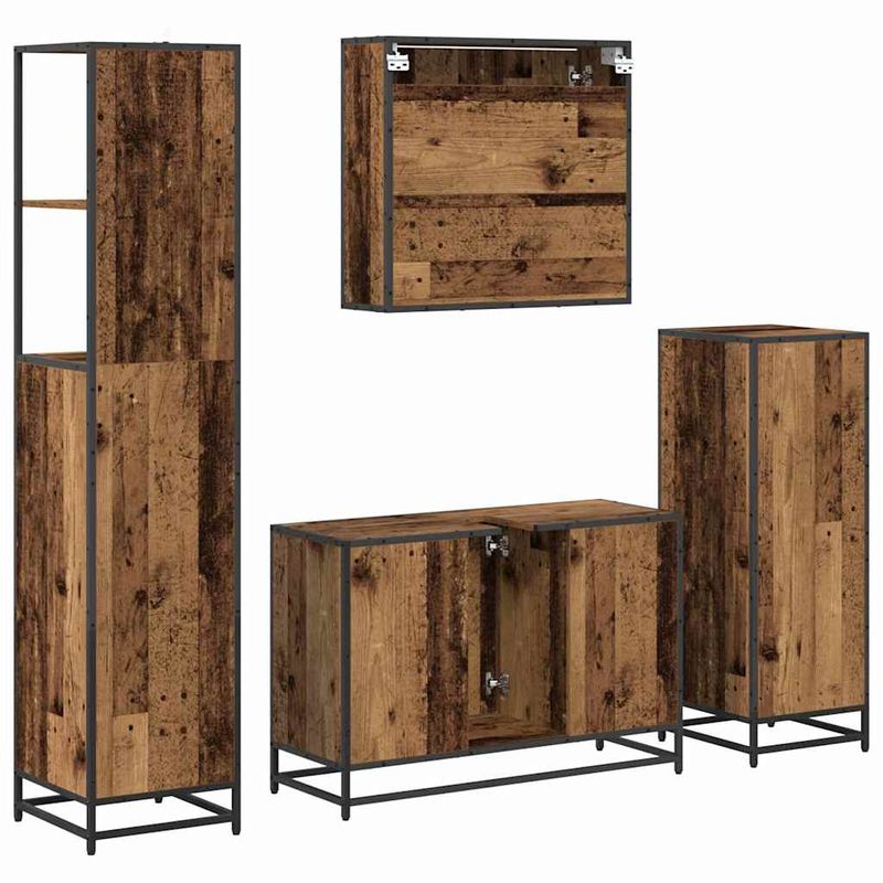 Casa si Gradina - Mobilier - Seturi de mobilier - Seturi baie - Set de mobilier pentru baie 4 pcs Lemn vechi 90 x 33 x 60 cm - Infinity.ro