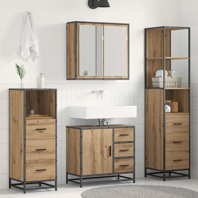Casa si Gradina - Mobilier - Seturi de mobilier - Seturi baie - Set de mobilier pentru baie cu sertar 4 pcs stejar artizanal - Infinity.ro