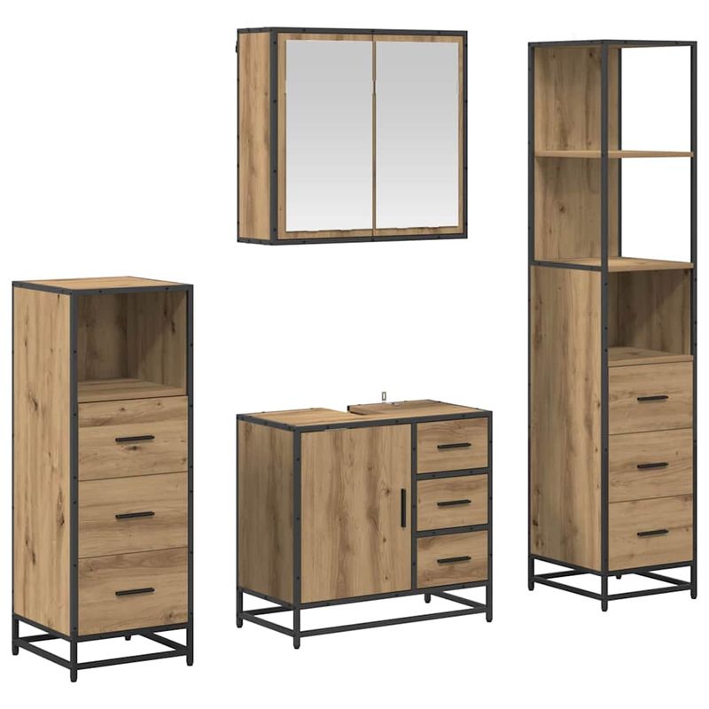 Casa si Gradina - Mobilier - Seturi de mobilier - Seturi baie - Set de mobilier pentru baie cu sertar 4 pcs stejar artizanal - Infinity.ro