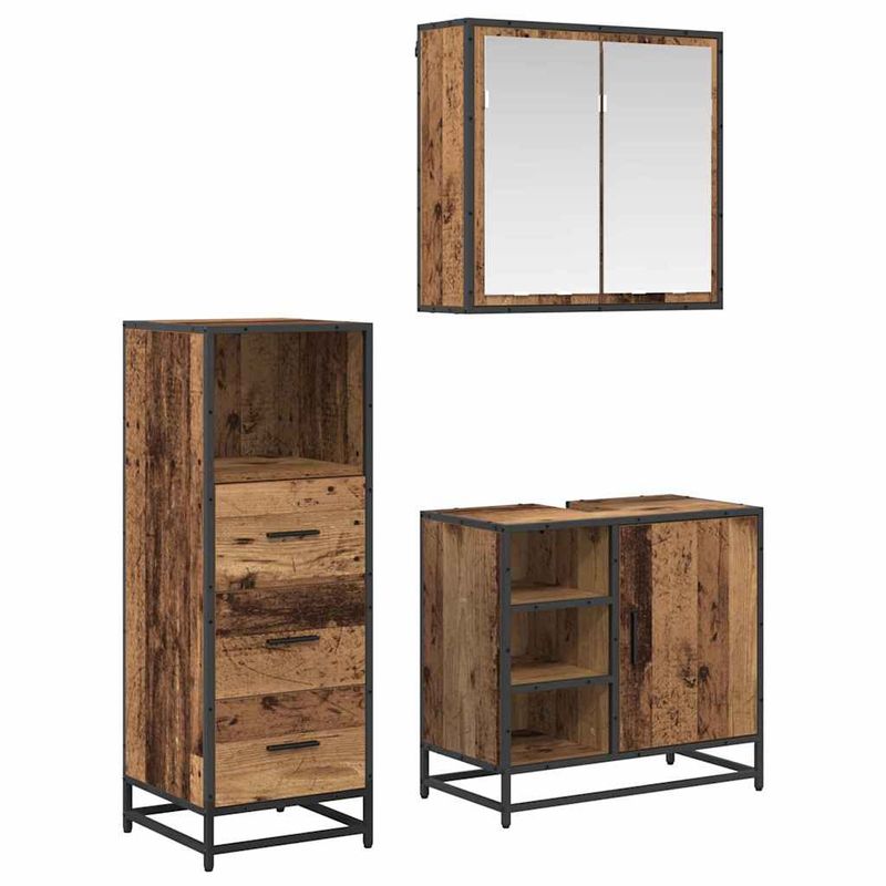 Casa si Gradina - Mobilier - Seturi de mobilier - Seturi baie - Set de mobilier pentru baie 3 pcs Lemn vechi 65 x 33 x 60 cm - Infinity.ro