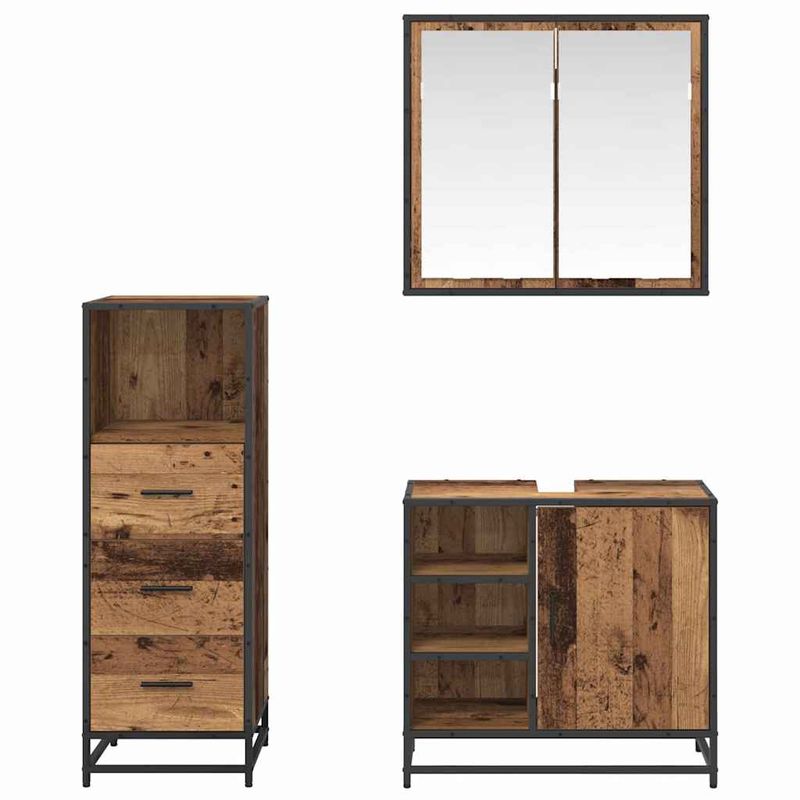 Casa si Gradina - Mobilier - Seturi de mobilier - Seturi baie - Set de mobilier pentru baie 3 pcs Lemn vechi 65 x 33 x 60 cm - Infinity.ro