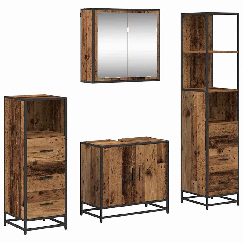 Casa si Gradina - Mobilier - Seturi de mobilier - Seturi baie - Set de mobilier pentru baie 4 pcs Lemn vechi 65 x 33 x 60 cm - Infinity.ro