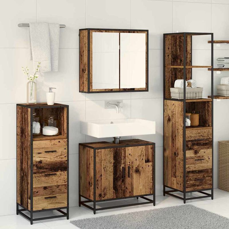 Casa si Gradina - Mobilier - Seturi de mobilier - Seturi baie - Set de mobilier pentru baie 4 pcs Lemn vechi 65 x 33 x 60 cm - Infinity.ro