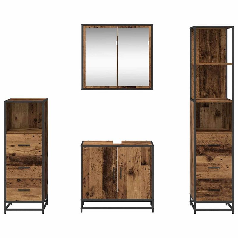 Casa si Gradina - Mobilier - Seturi de mobilier - Seturi baie - Set de mobilier pentru baie 4 pcs Lemn vechi 65 x 33 x 60 cm - Infinity.ro