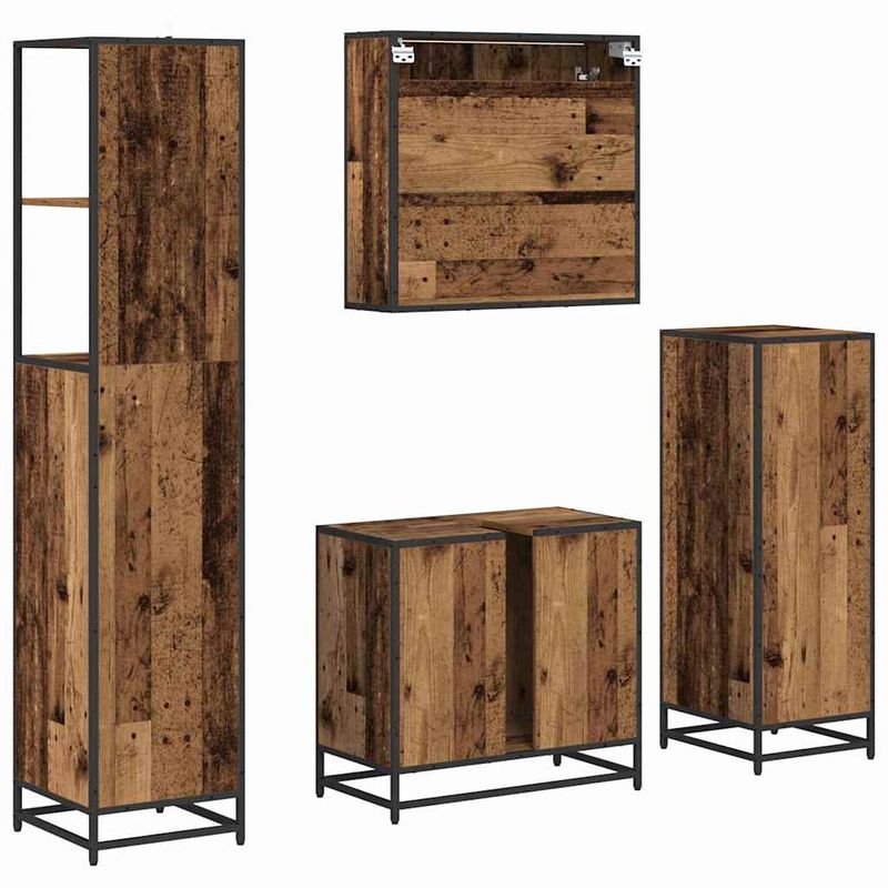 Casa si Gradina - Mobilier - Seturi de mobilier - Seturi baie - Set de mobilier pentru baie 4 pcs Lemn vechi 65 x 33 x 60 cm - Infinity.ro