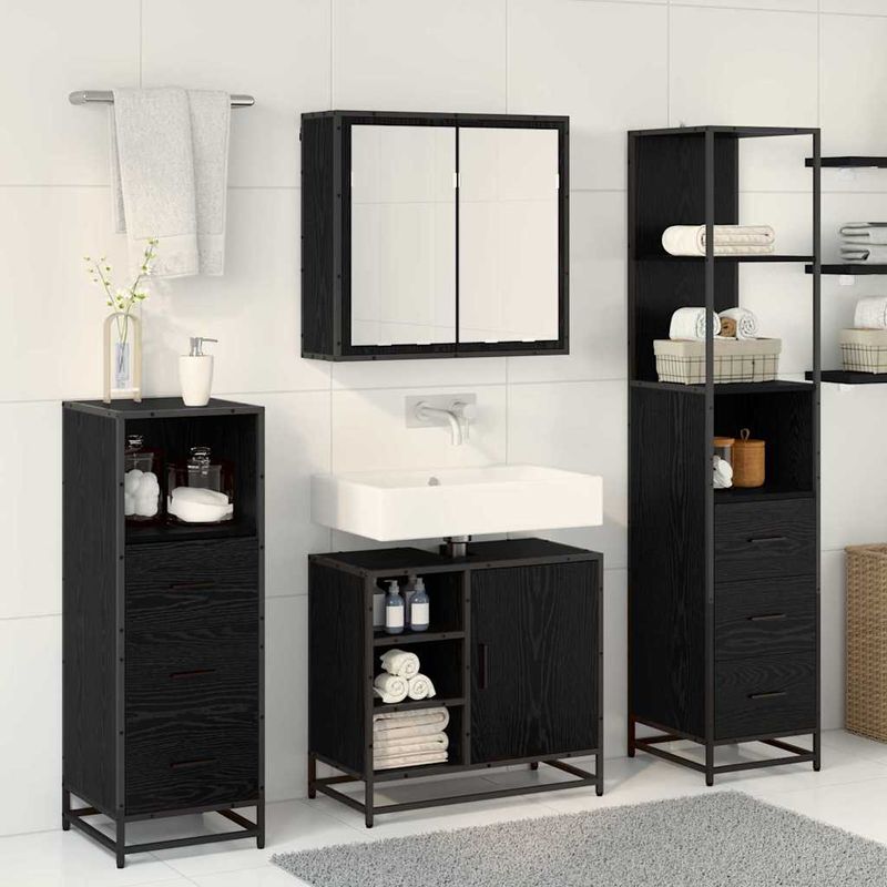 Casa si Gradina - Mobilier - Seturi de mobilier - Seturi baie - Set de mobilier pentru baie 3 pcs Stejar negru 65 x 33 x 60 cm - Infinity.ro