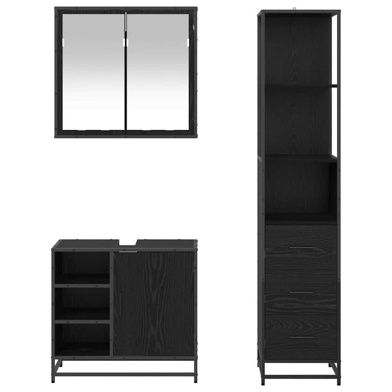 Casa si Gradina - Mobilier - Seturi de mobilier - Seturi baie - Set de mobilier pentru baie 3 pcs Stejar negru 65 x 33 x 60 cm - Infinity.ro