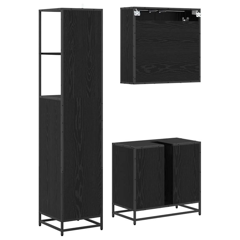 Casa si Gradina - Mobilier - Seturi de mobilier - Seturi baie - Set de mobilier pentru baie 3 pcs Stejar negru 65 x 33 x 60 cm - Infinity.ro