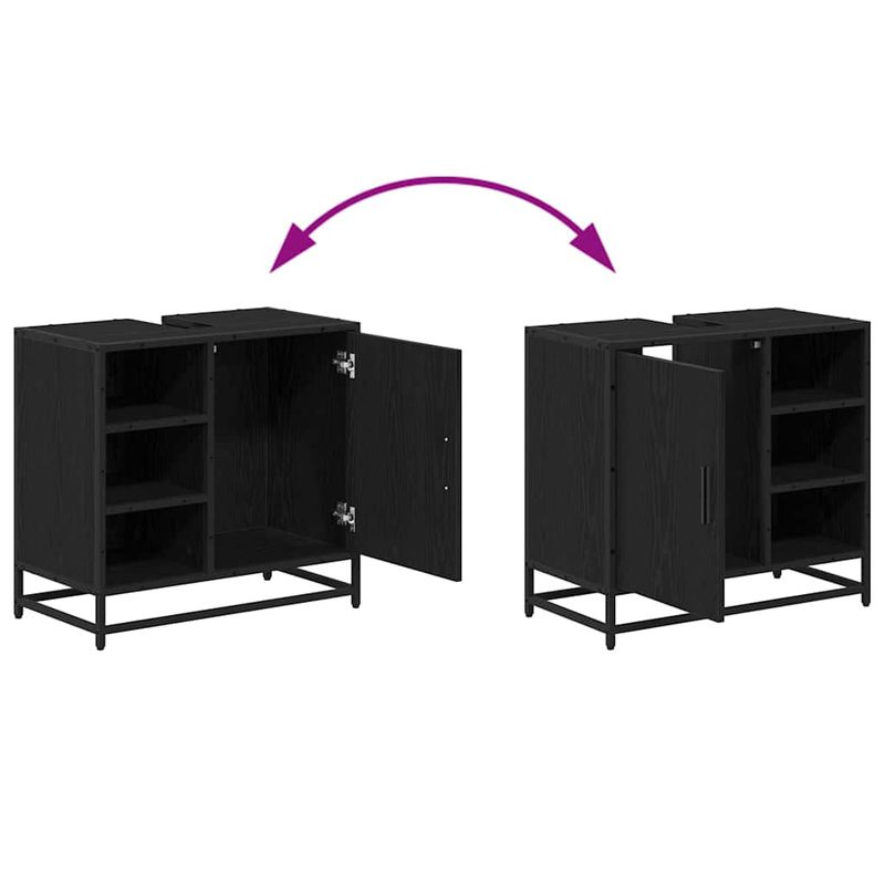 Casa si Gradina - Mobilier - Seturi de mobilier - Seturi baie - Set de mobilier pentru baie 3 pcs Stejar negru 65 x 33 x 60 cm - Infinity.ro