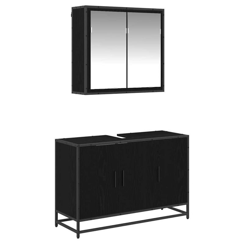 Casa si Gradina - Mobilier - Seturi de mobilier - Seturi baie - Set de mobilier pentru baie 2 pcs Stejar negru 90 x 33 x 60 cm - Infinity.ro