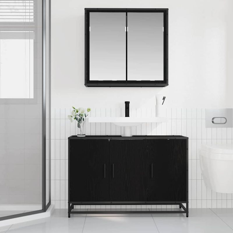 Casa si Gradina - Mobilier - Seturi de mobilier - Seturi baie - Set de mobilier pentru baie 2 pcs Stejar negru 90 x 33 x 60 cm - Infinity.ro
