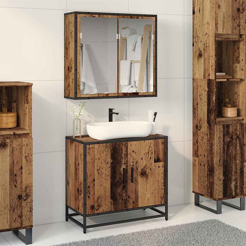 Casa si Gradina - Mobilier - Seturi de mobilier - Seturi baie - Set de mobilier pentru baie 2 pcs Lemn vechi 65 x 33 x 60 cm - Infinity.ro